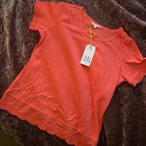 Coral Rupert and Buckley tee with detailing